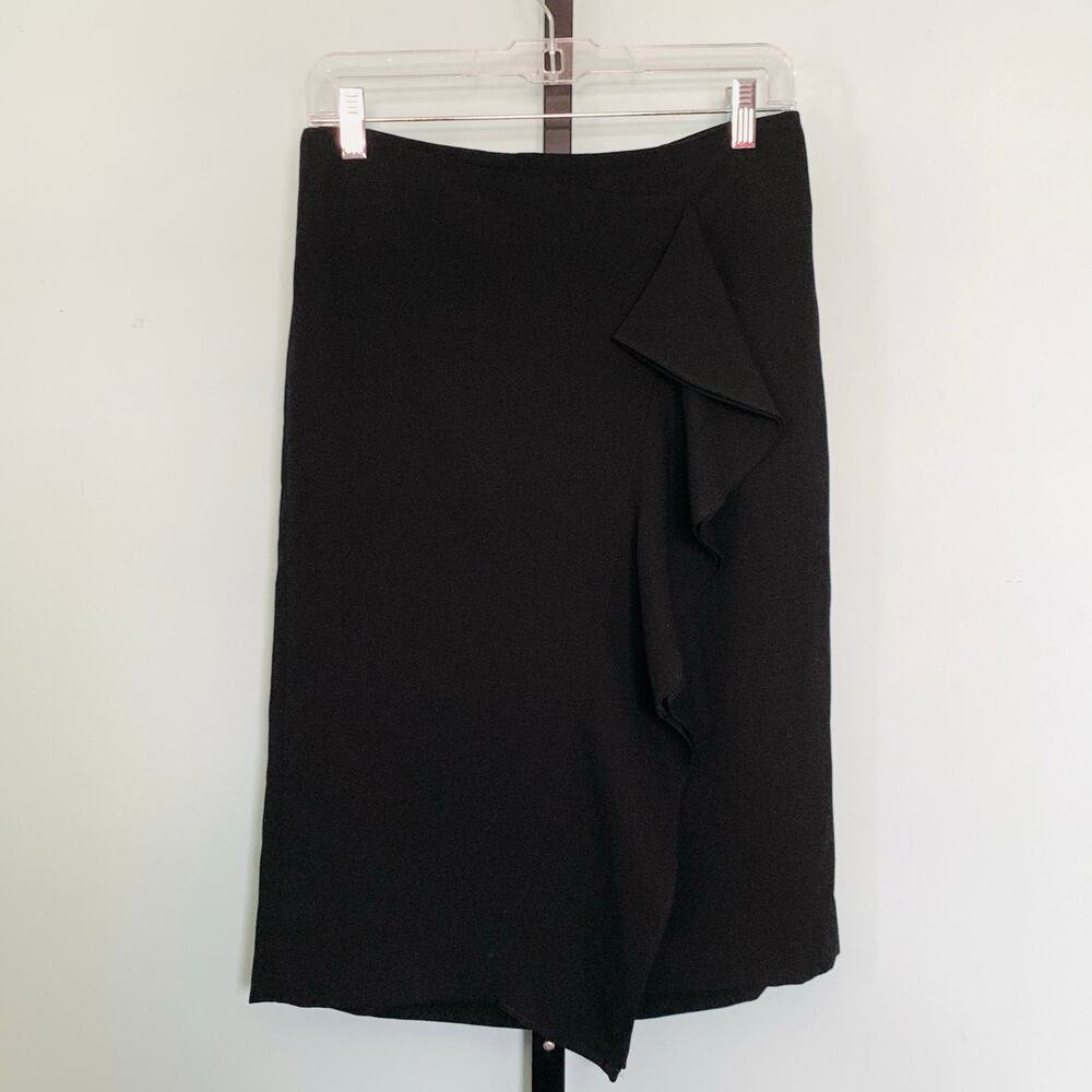 J. Crew Black Ruffle Pencil Skirt in 365 Crepe Size 4 - Picture 2 of 7